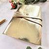 A6 Handmade Leather Notebook in Metallic Gold | & Gift Bag
