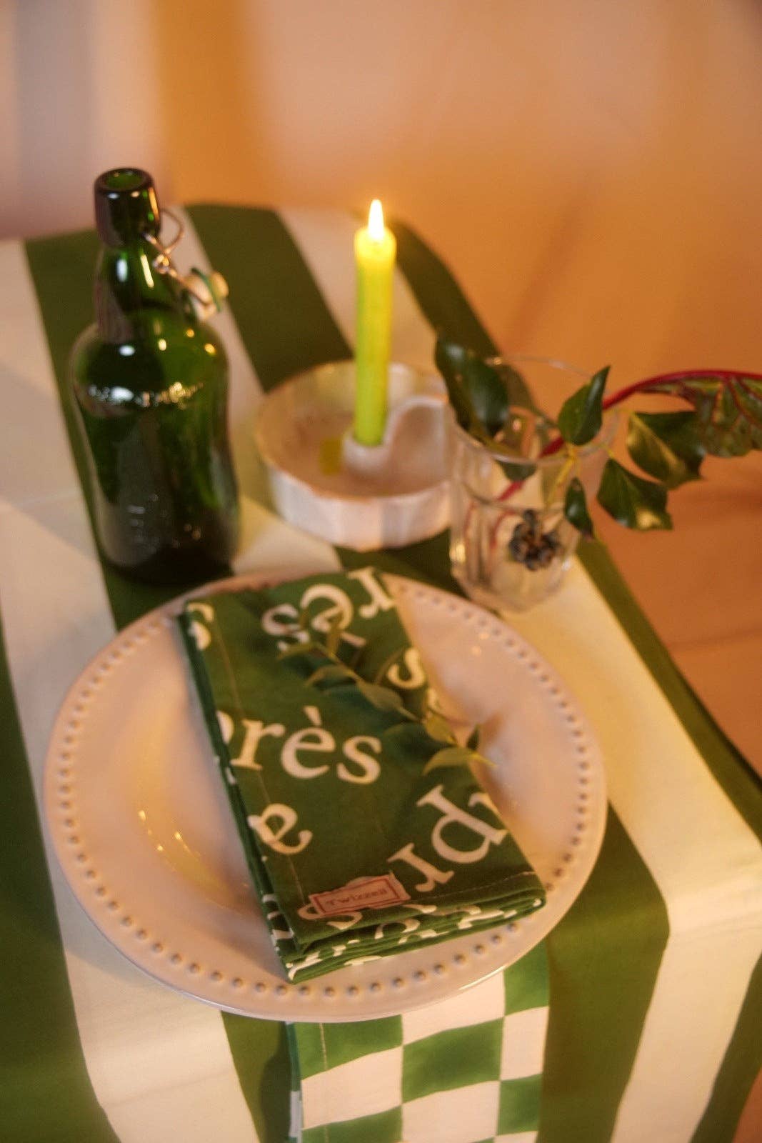 Green Stripe Tablecloth