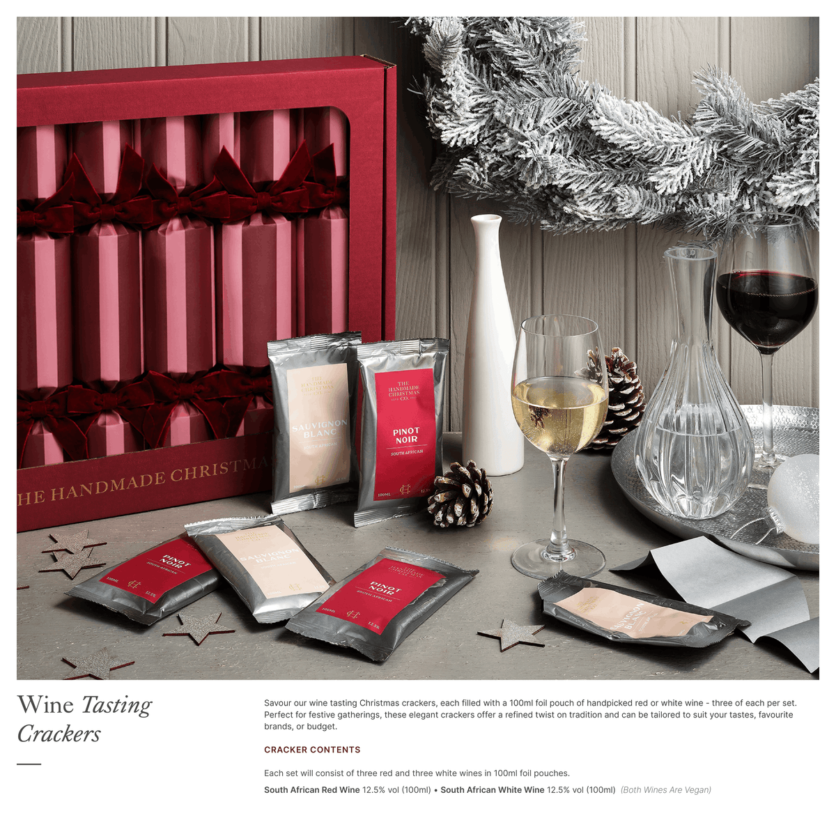 Crimson Blush - Handmade Luxury Christmas Crackers (6pcs): Festive Sweet Treats