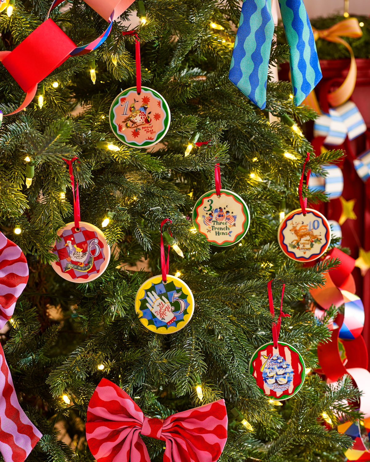 12 Days Of Christmas Ceramic Baubles - Set of 12