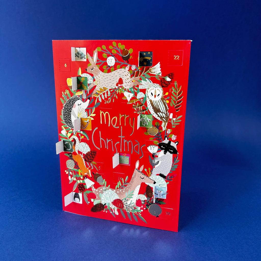 Animal Wreath Advent Calendar Christmas Card