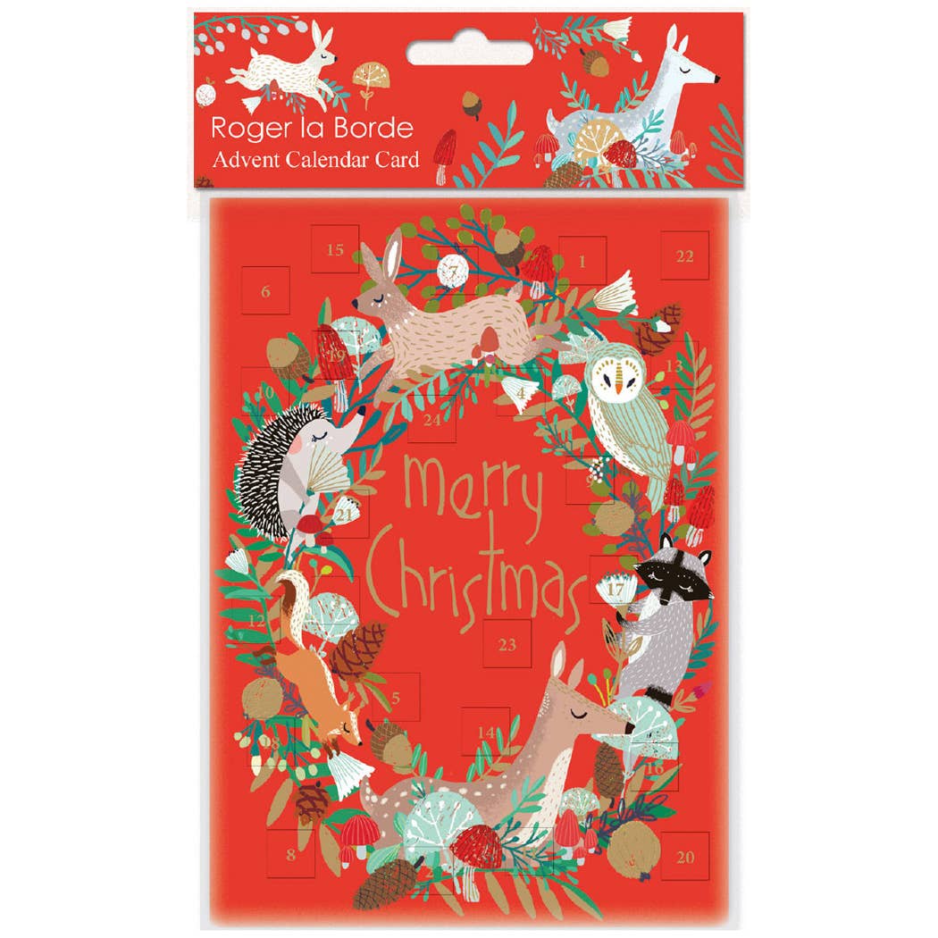 Animal Wreath Advent Calendar Christmas Card