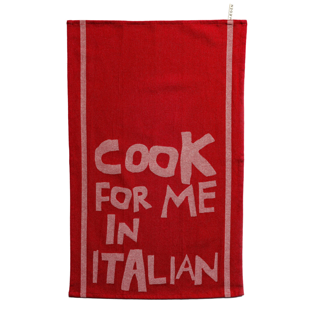 Maegen Tea Towel - Red - Cook for me in Italian