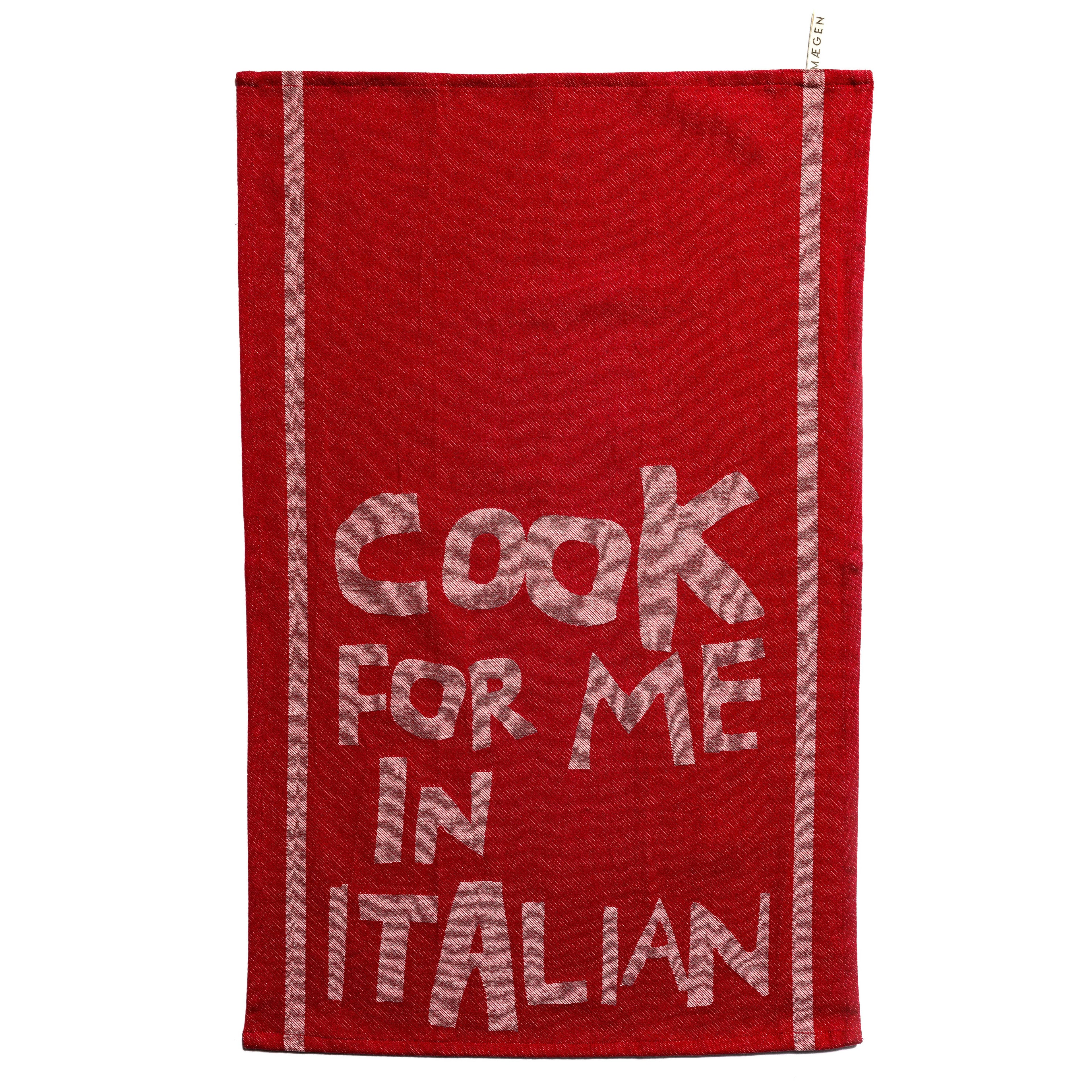 Maegen Tea Towel - Red - Cook for me in Italian