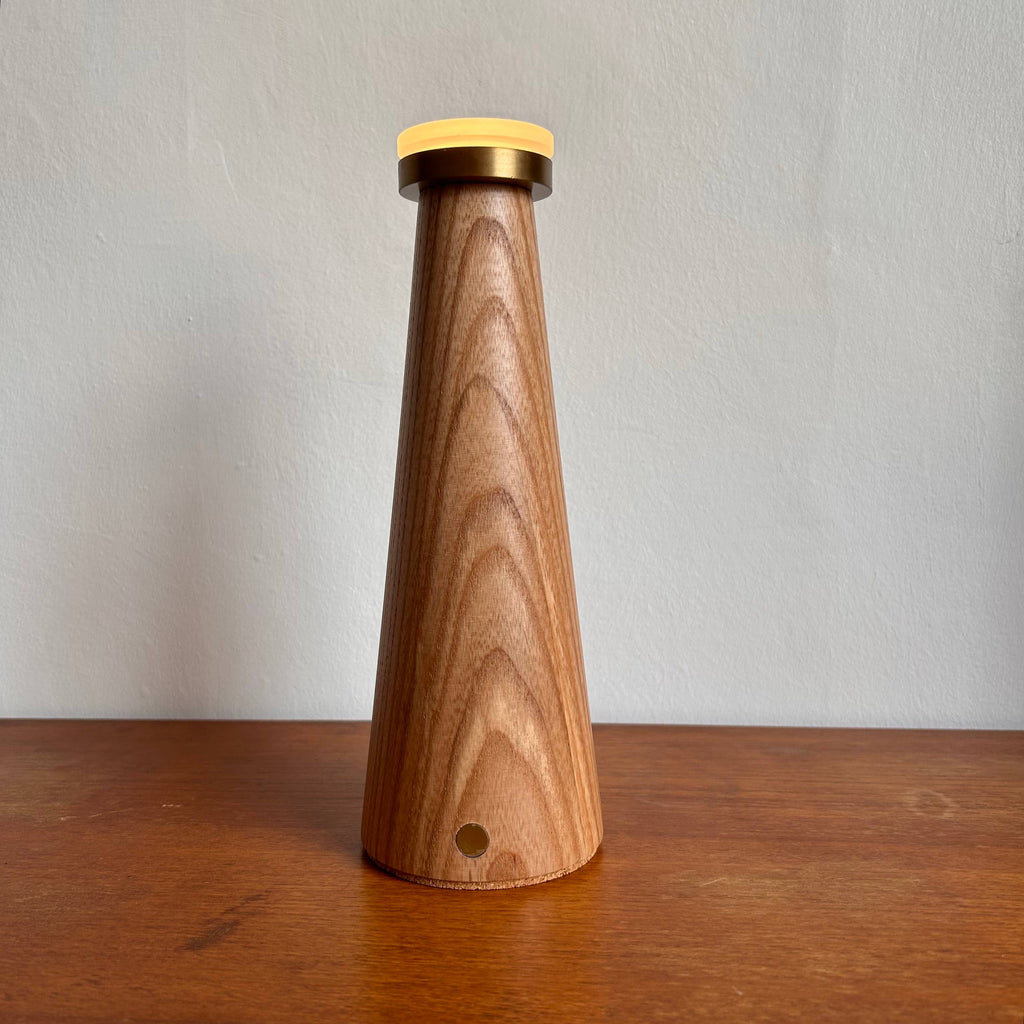 Smooth Beech style rechargeable touch lamp with rope shade : Rope drum