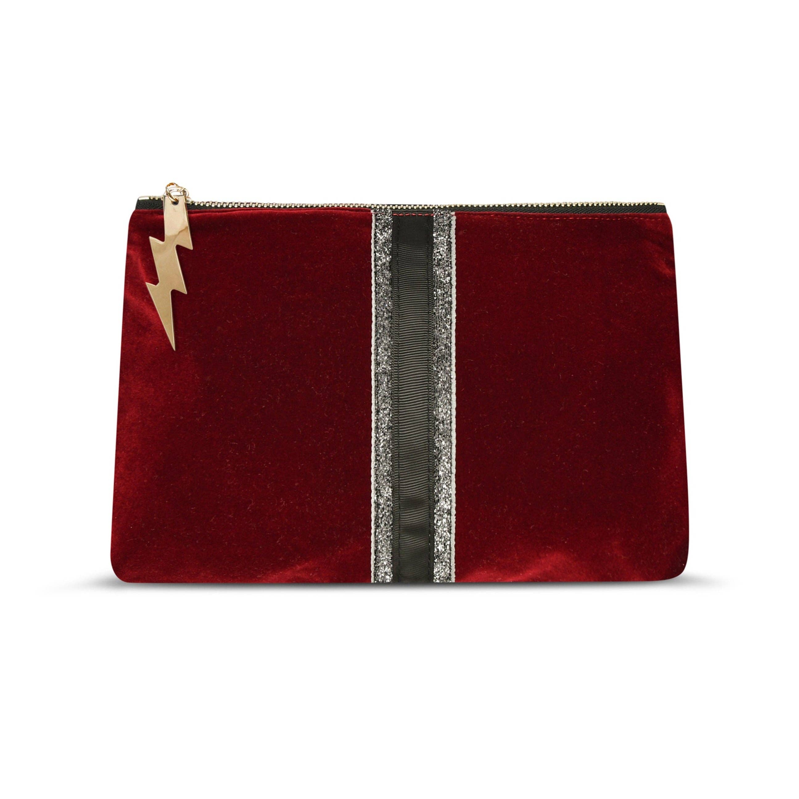 BURGUNDY VELVET CLUTCH BAG