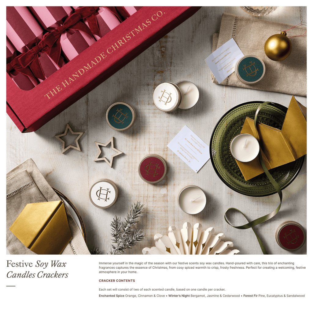 Crimson Blush - Handmade Luxury Christmas Crackers (6pcs): Festive Sweet Treats