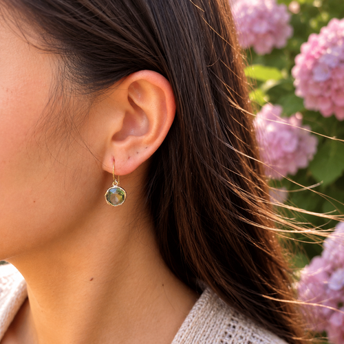 14ct Gold Plated Faceted Glass Drop Earrings