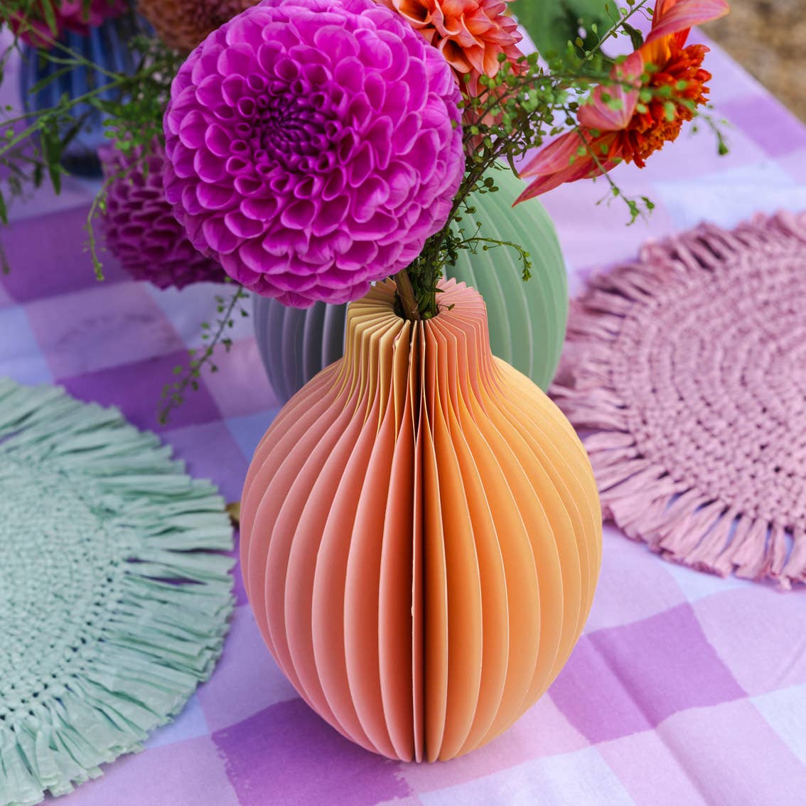 Yellow Honeycomb Paper Vase