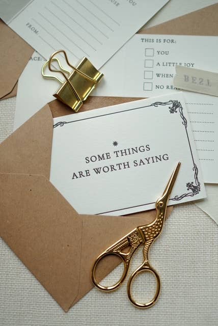 Letter press calling card note card set