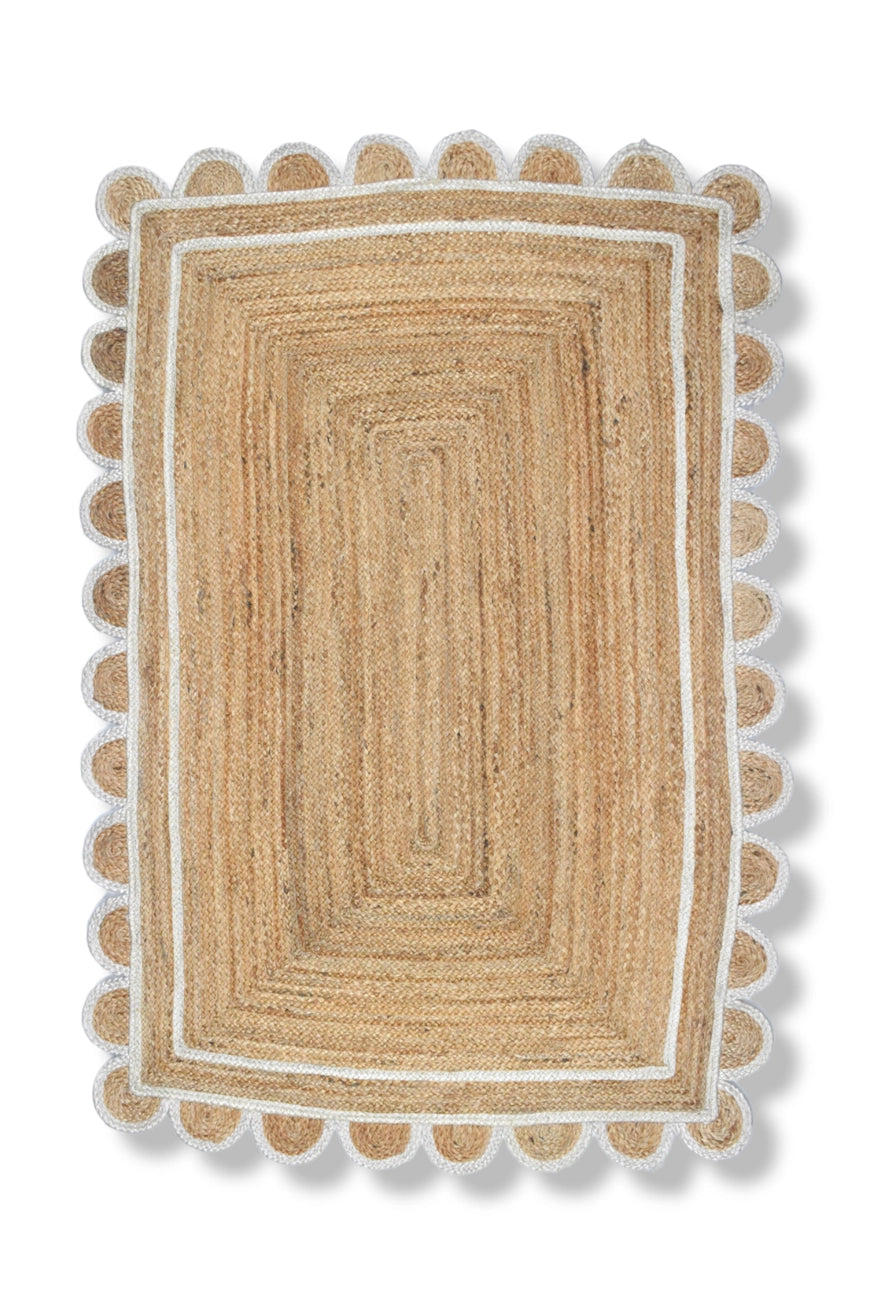 Scallop White Jute Rug