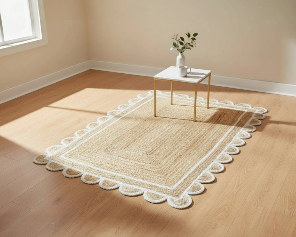 Scallop White Jute Rug