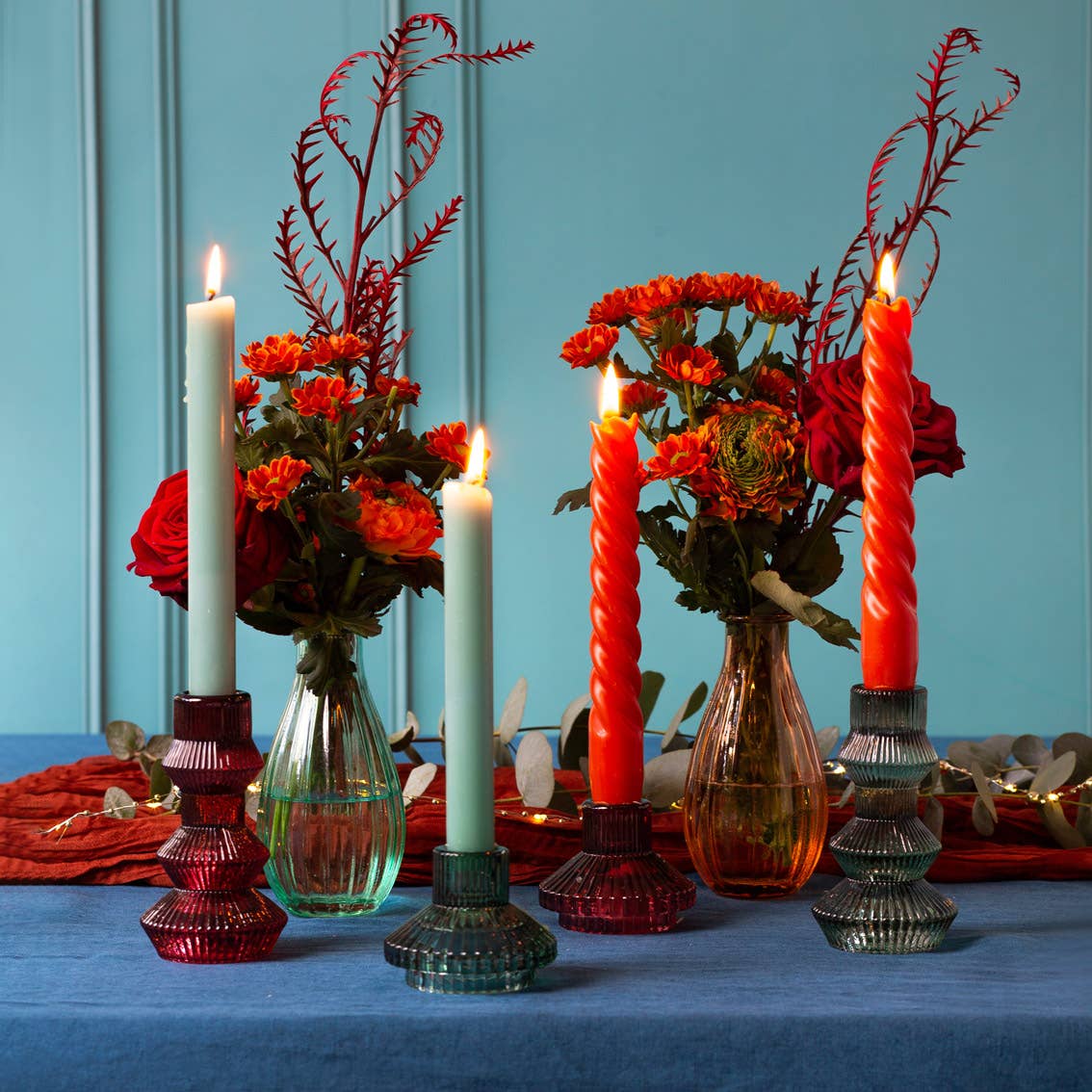 Burgundy Red Glass Candle Holder