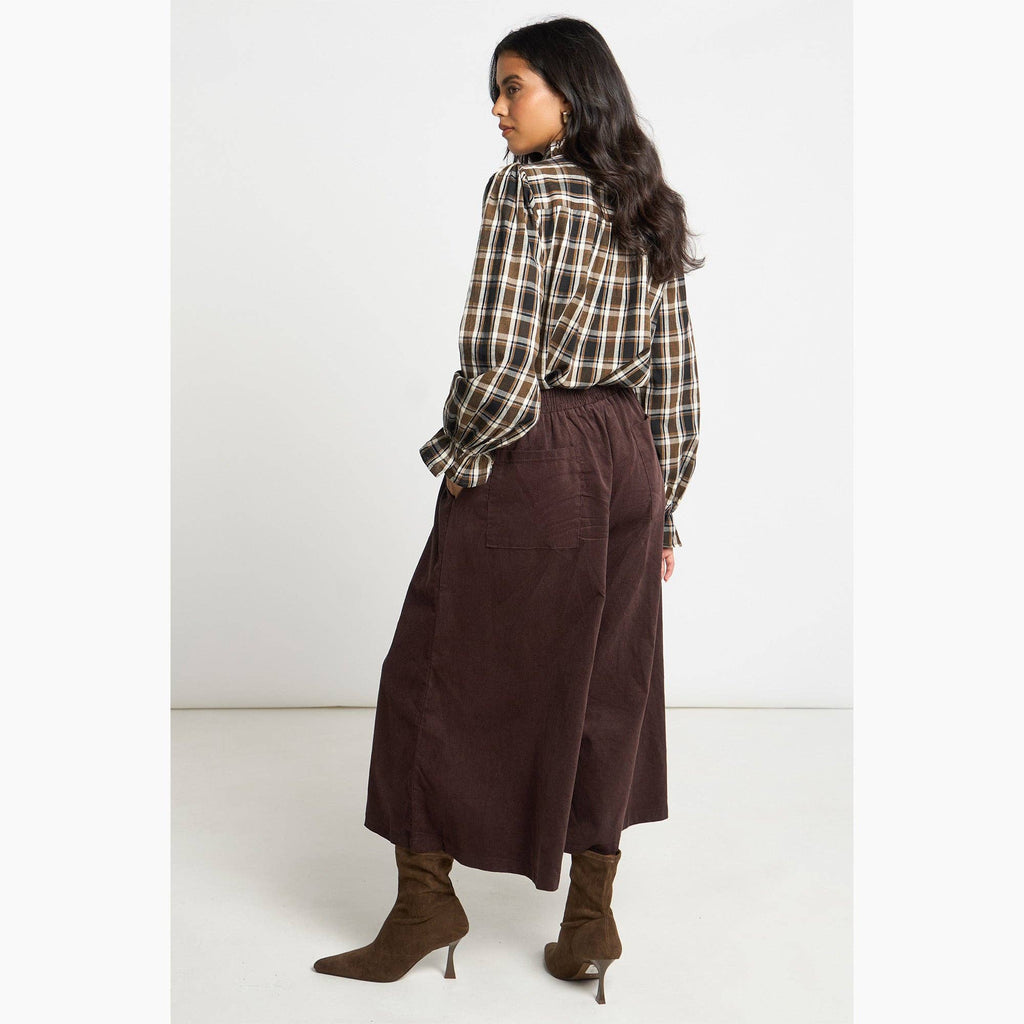 Cord Wide Leg Culottes in Brown