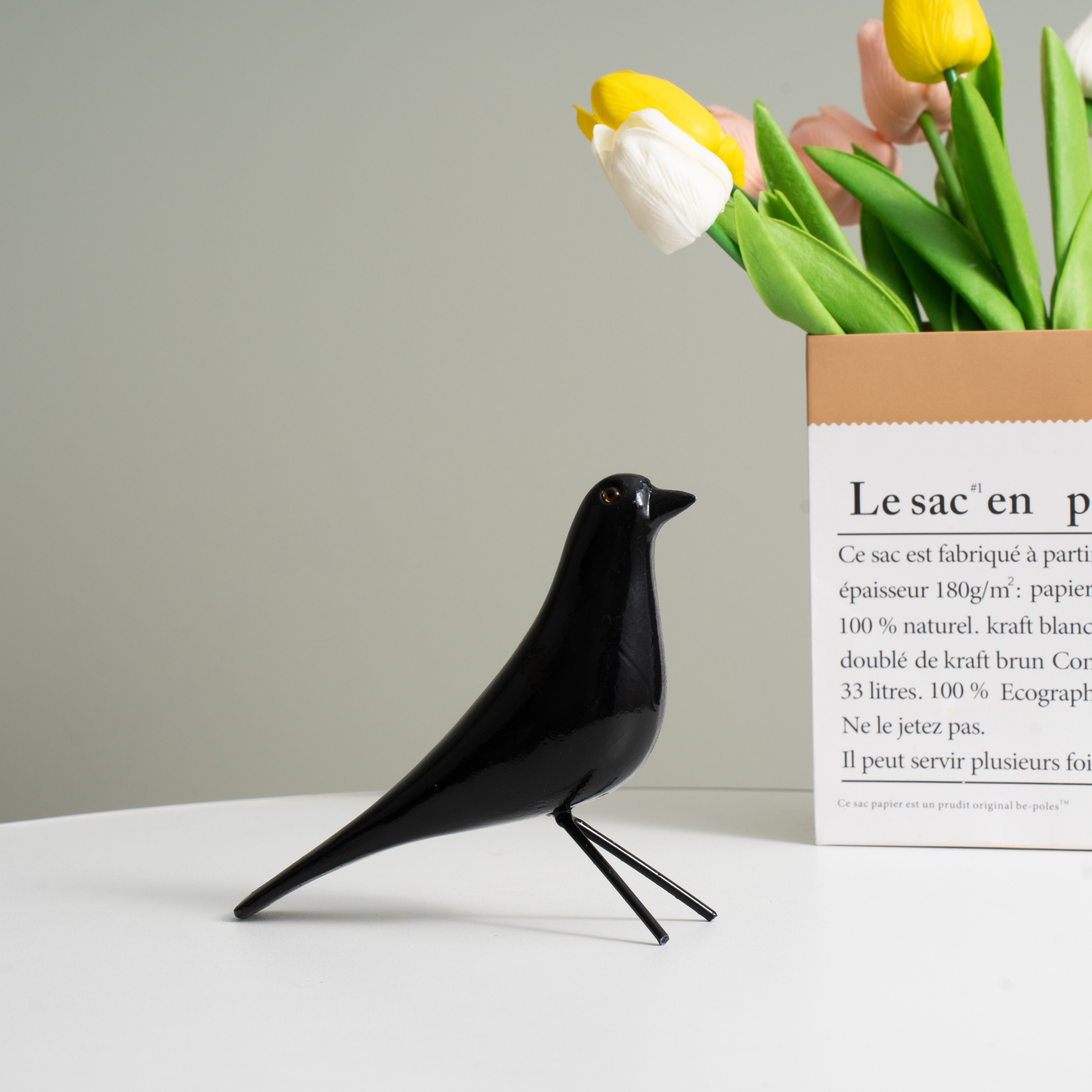 Wooden Minimalist Bird Ornaments: White