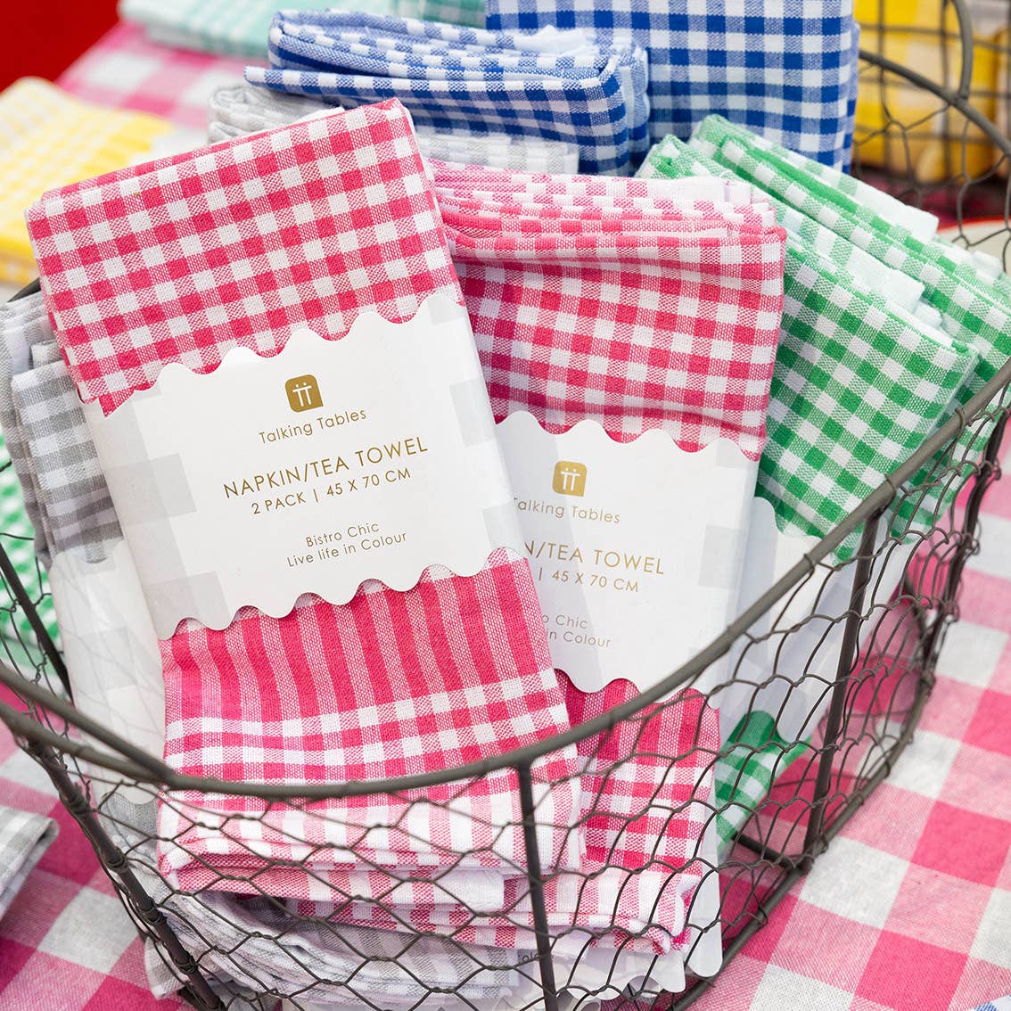 Blue & White Fabric Gingham Napkins/Tea Towels | 2 Pack |