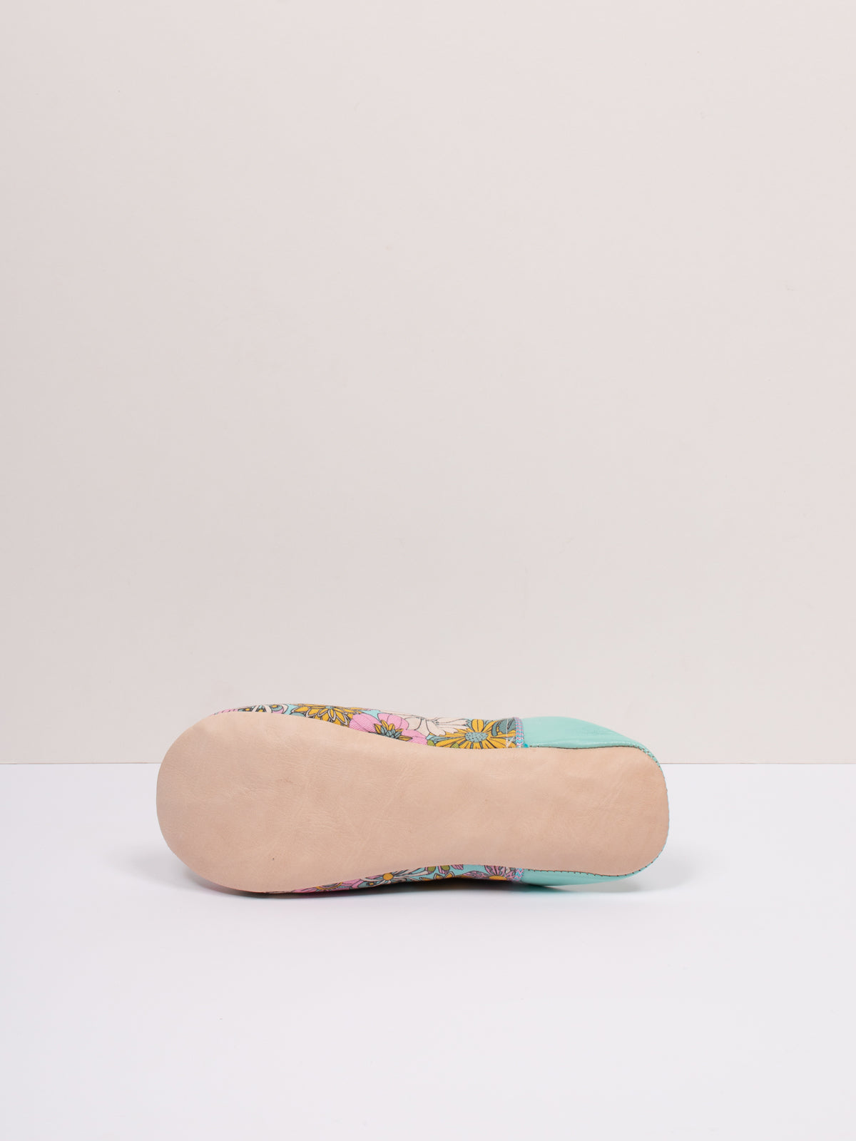 Margot Floral Leather Slippers - green/blue floral