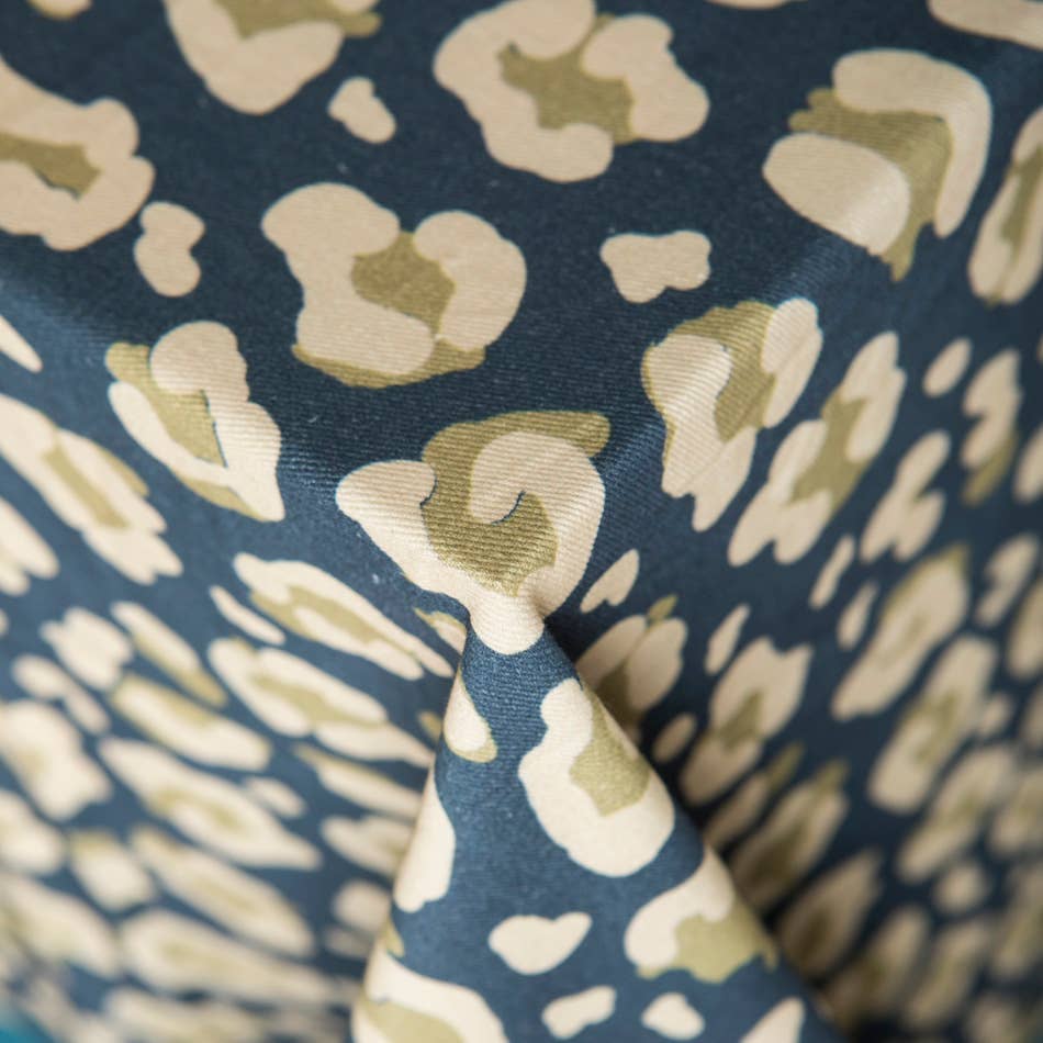 Dark Blue Leopard Tablecloth