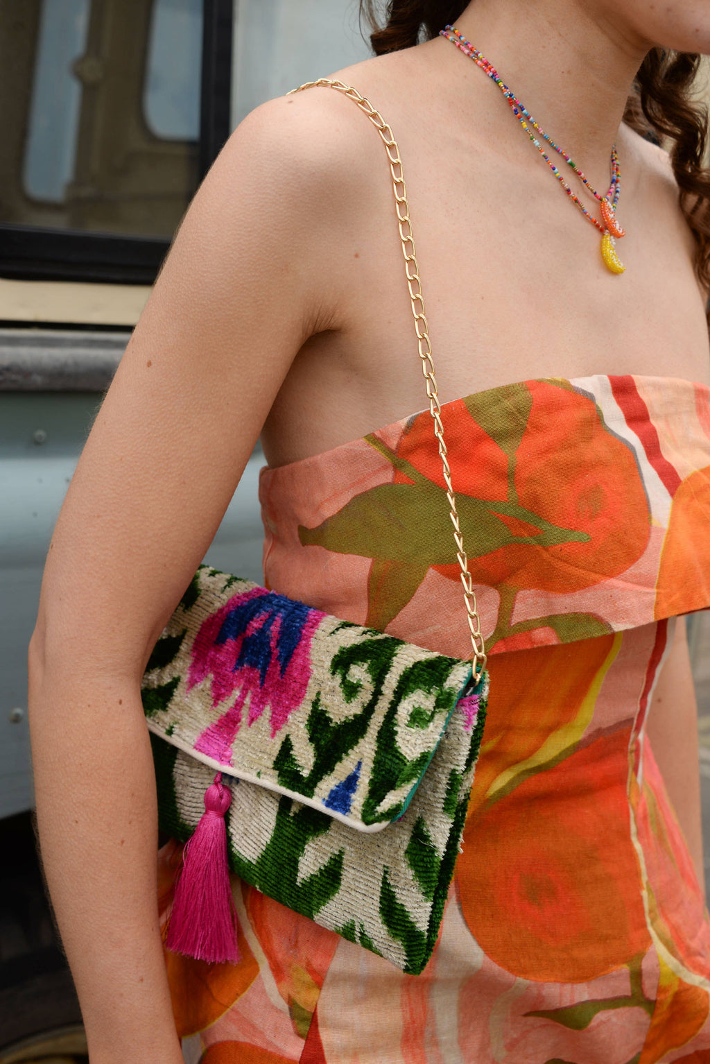 CREAM MULTI KAYA CLUTCH/CROSSBODY HANDBAG