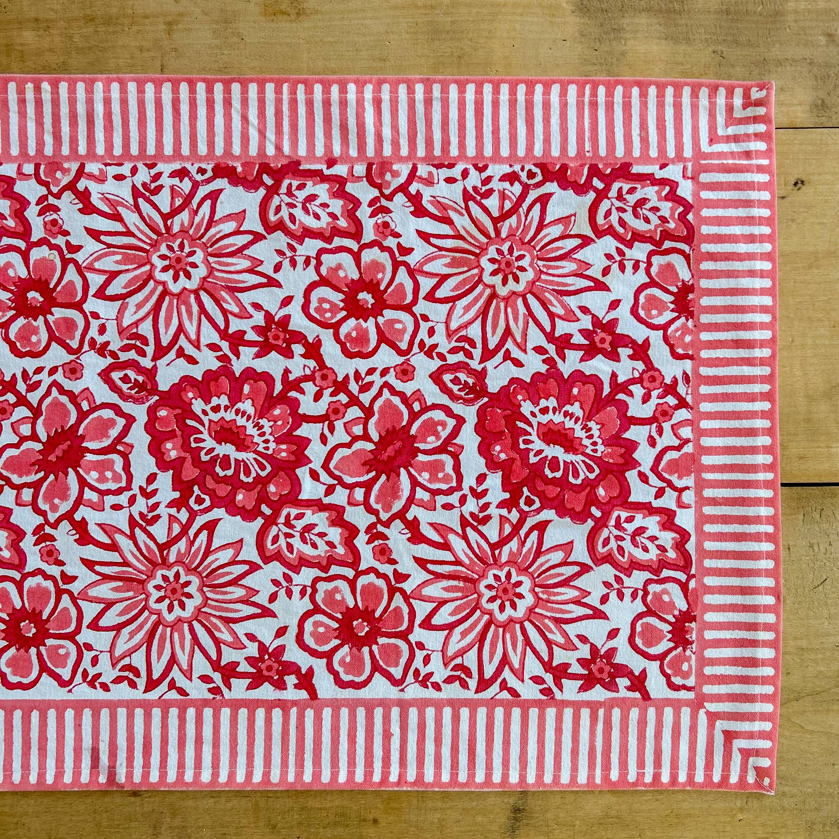 MEADOW CORAL hand block printed runner