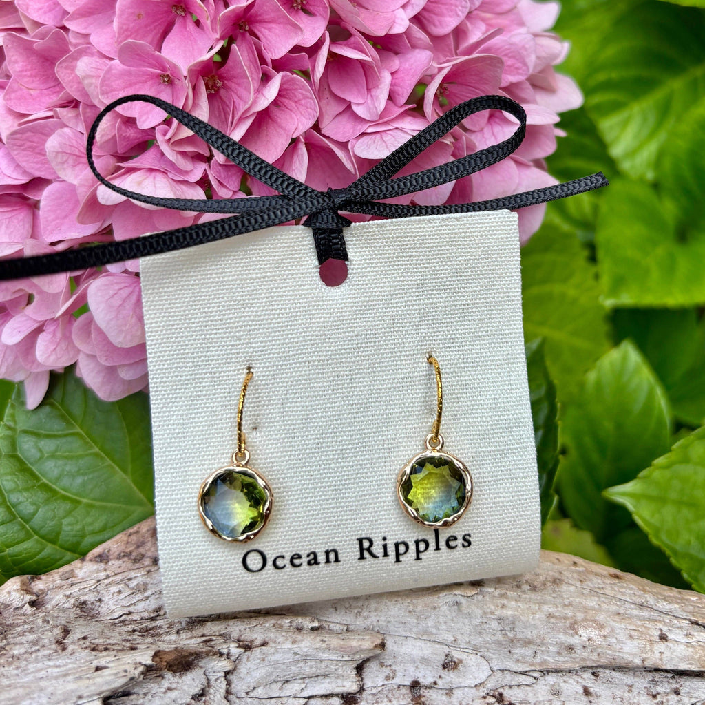14ct Gold Plated Faceted Glass Drop Earrings