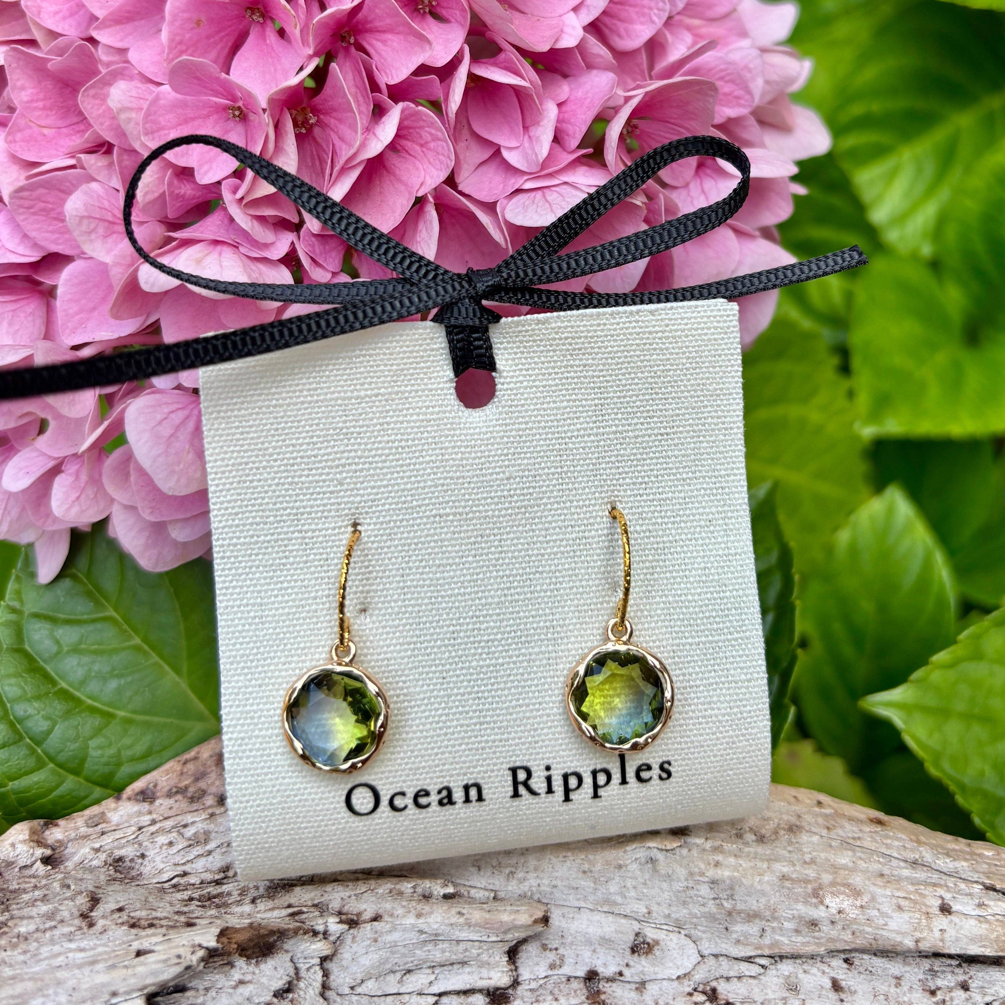14ct Gold Plated Faceted Glass Drop Earrings