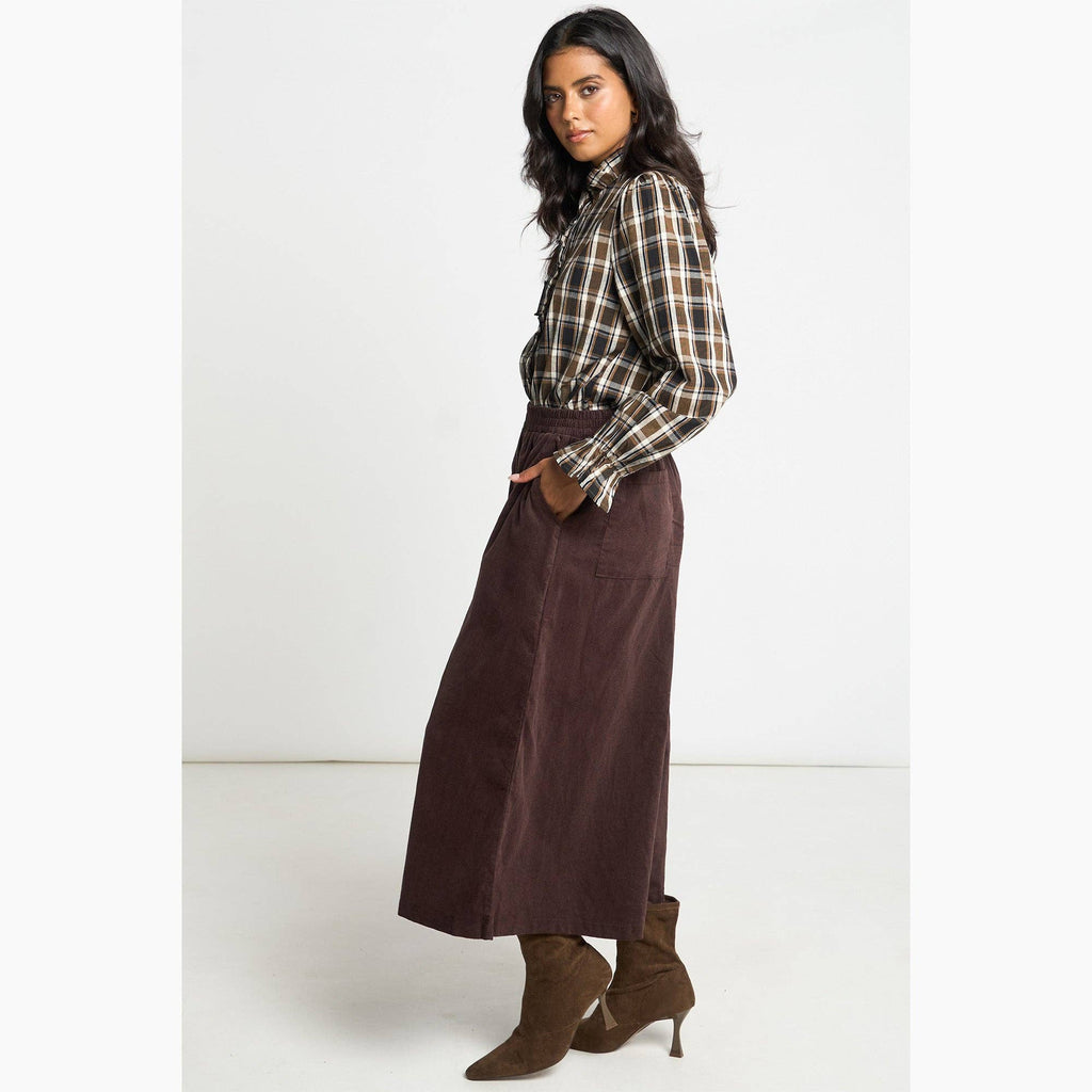 Cord Wide Leg Culottes in Brown