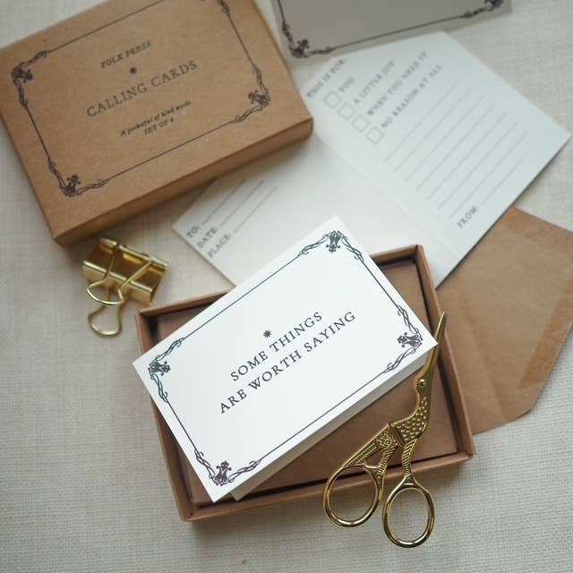 Letter press calling card note card set