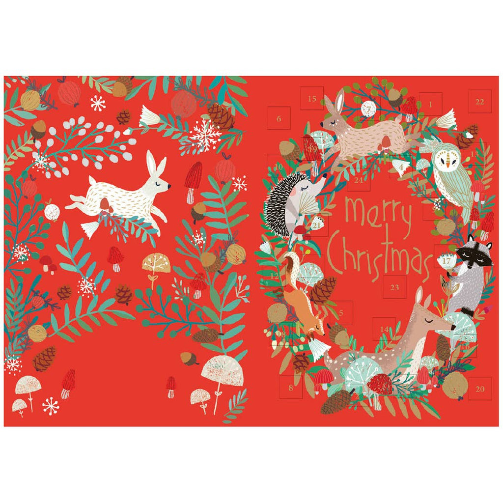 Animal Wreath Advent Calendar Christmas Card