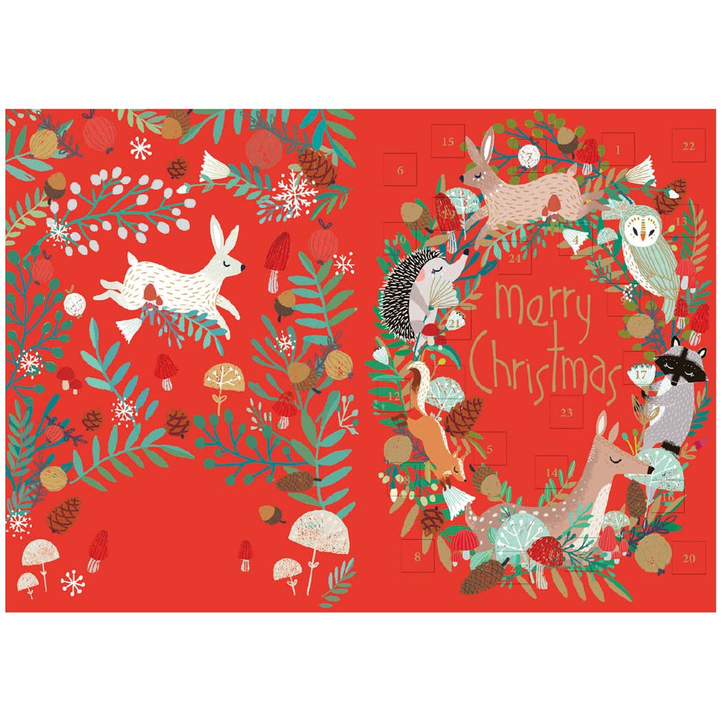 Animal Wreath Advent Calendar Christmas Card