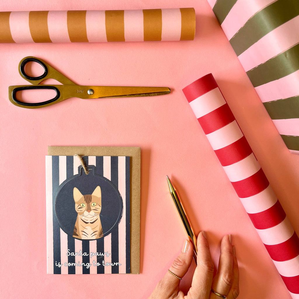 Cat Breed - Pop Out Christmas Bauble Cards : BENGAL - BLUE/PINK STRIPE