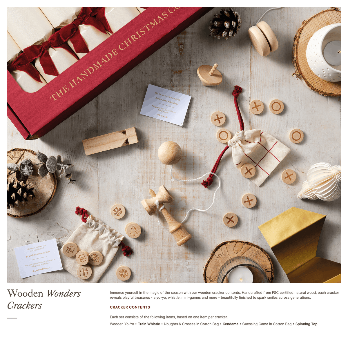 White Christmas - Handmade Luxury Christmas Crackers (6pcs): Family Fun & Games