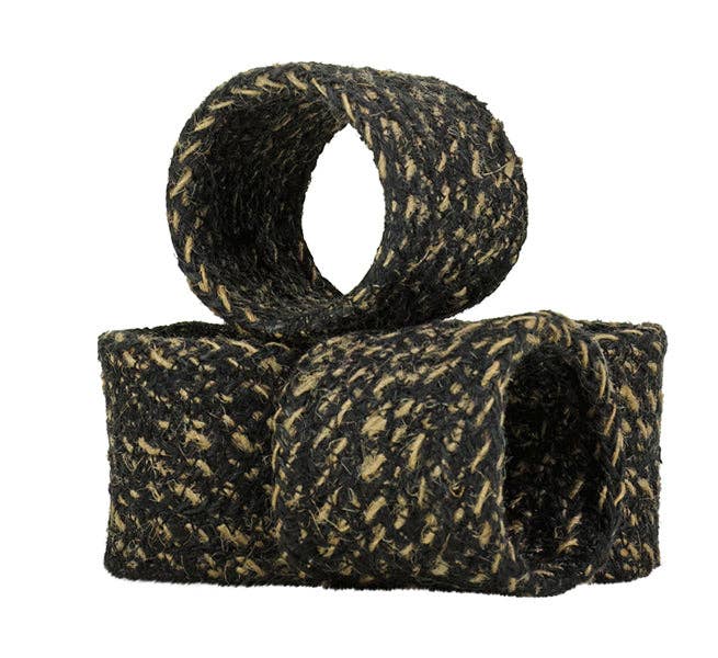 Jute Napkin Rings in Jet Black/Natural, Tied Set of 4