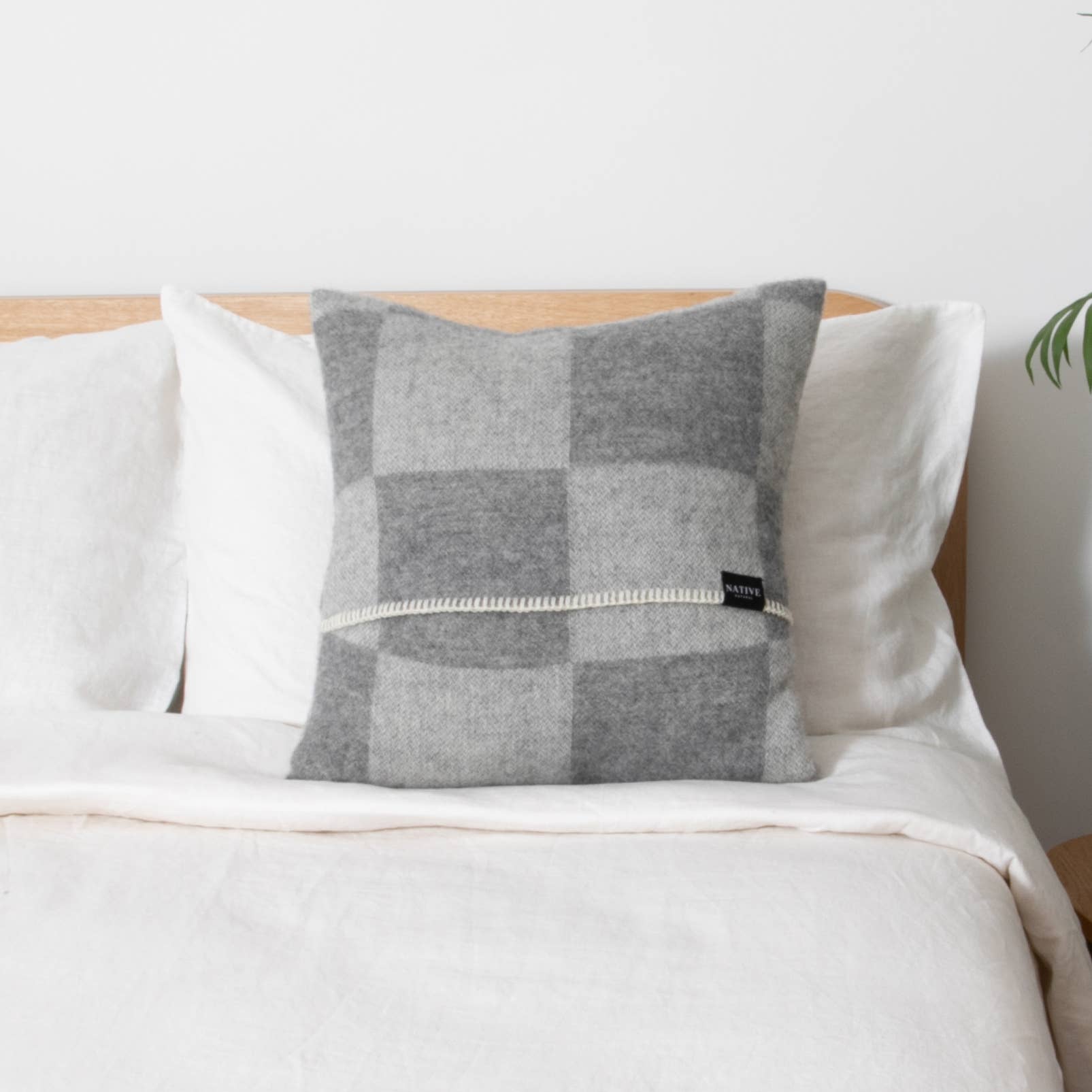 Checkerboard Grey Wool Cushion Cover 45x45cm