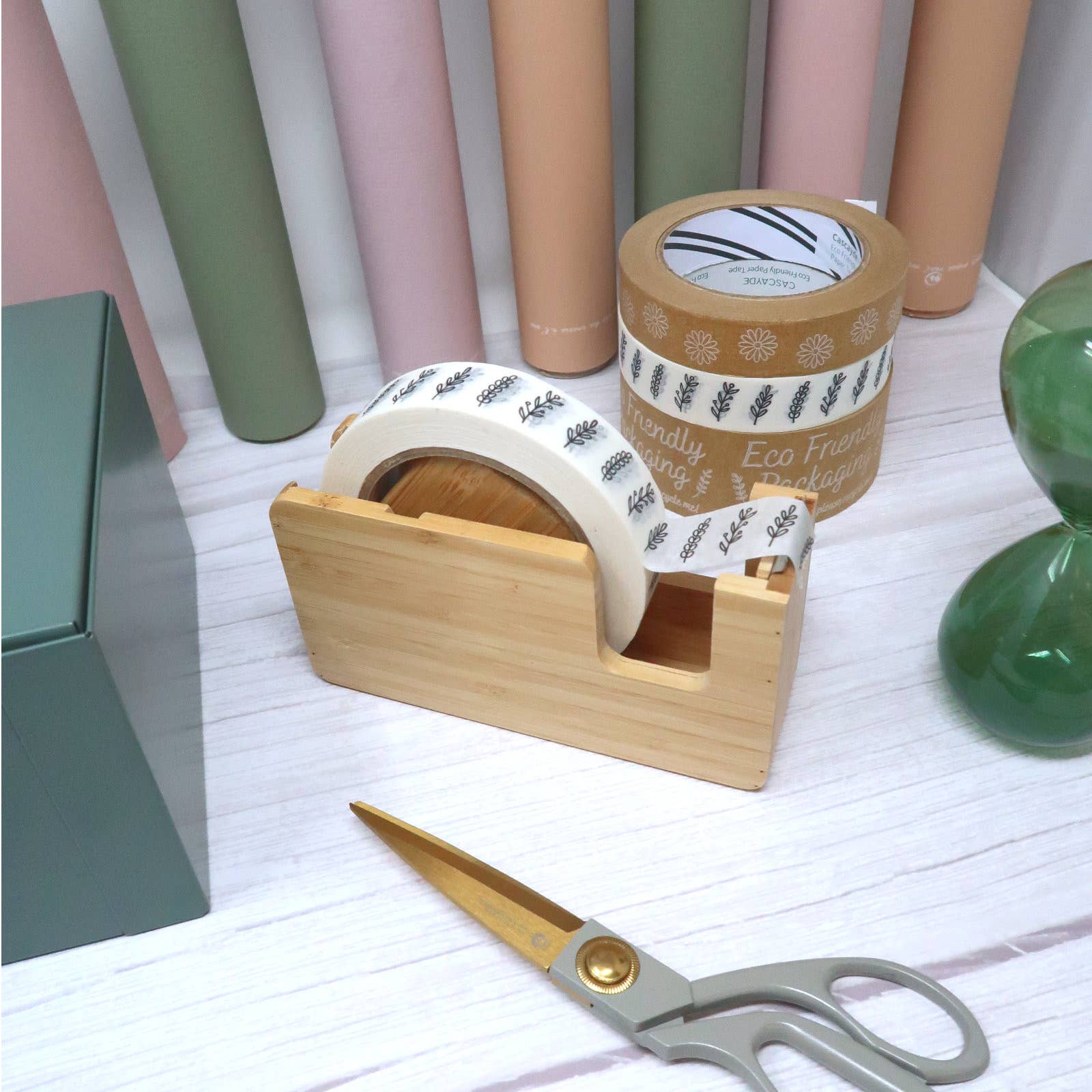 Bamboo Tape Dispenser - Desk Stationery, Wrapping & Packing