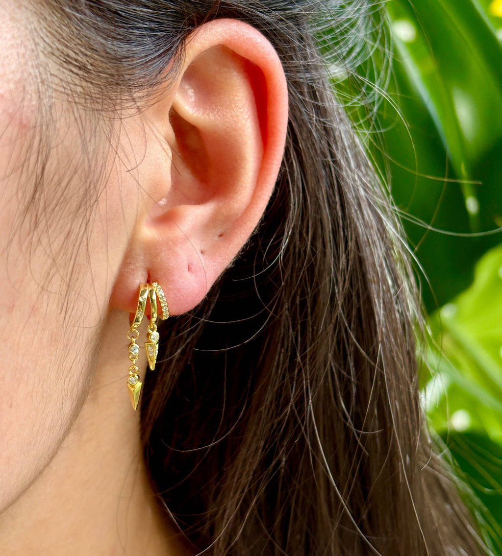 18ct Gold Plated Triple Hoop Dangle Earrings 