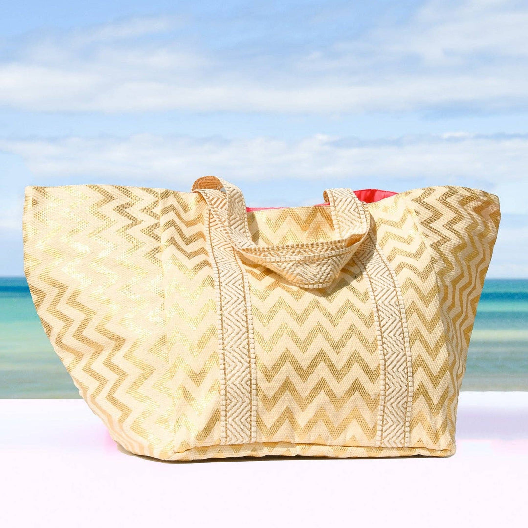 Large gold beach bag best sale