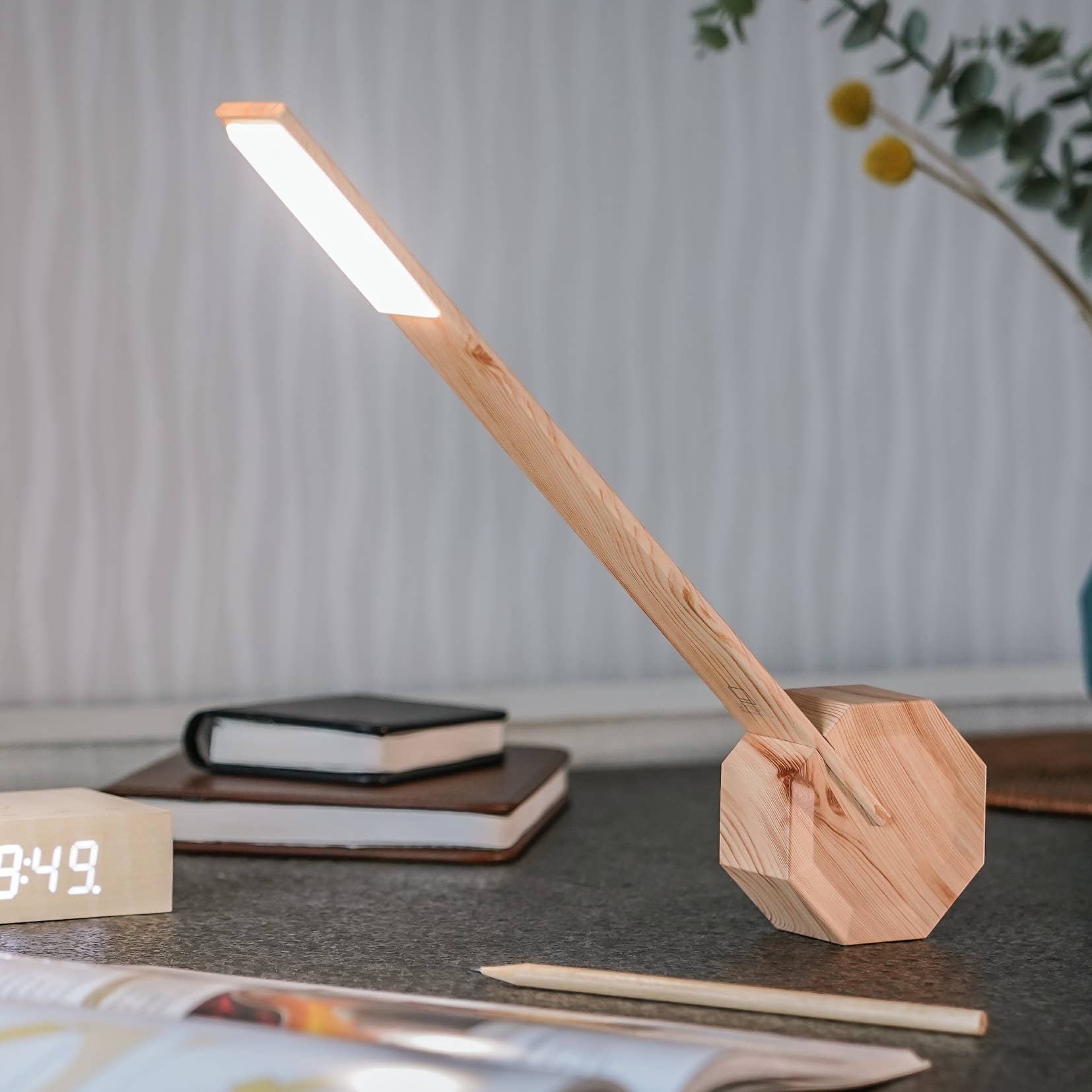 Octagon One Portable Desk Light: Maple