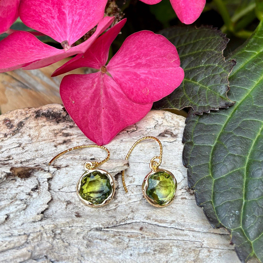 14ct Gold Plated Faceted Glass Drop Earrings