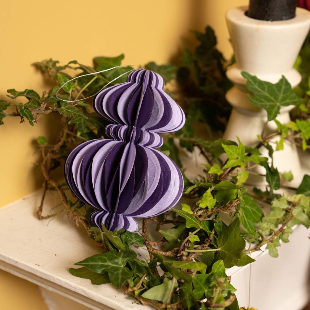Indian Recycled Paper Fold-Away Bauble Decoration: Navy