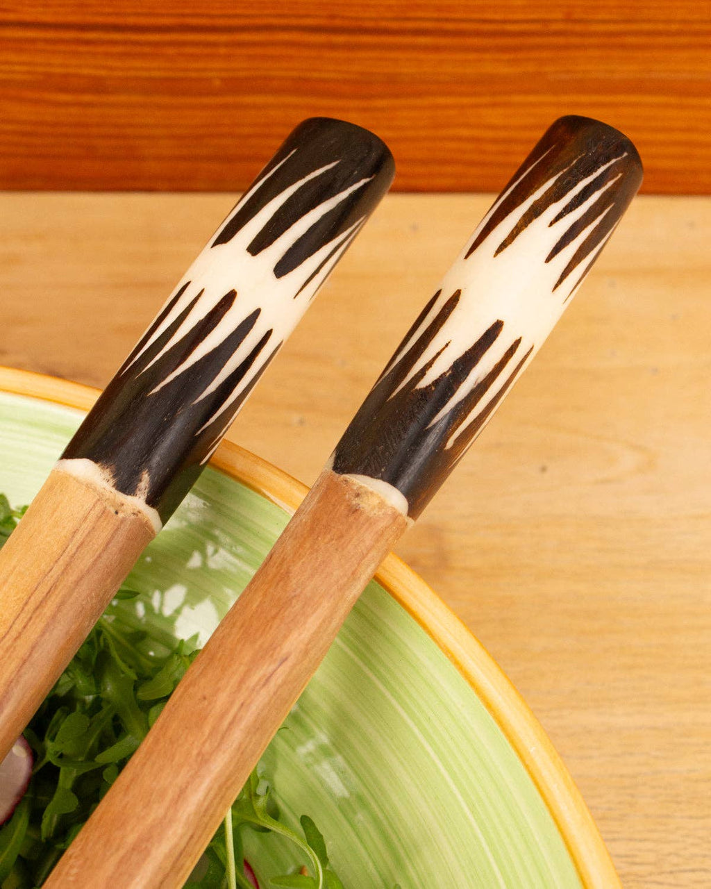 Large Salad Servers – Hand Carved Olive Wood – Made in Kenya: Wood