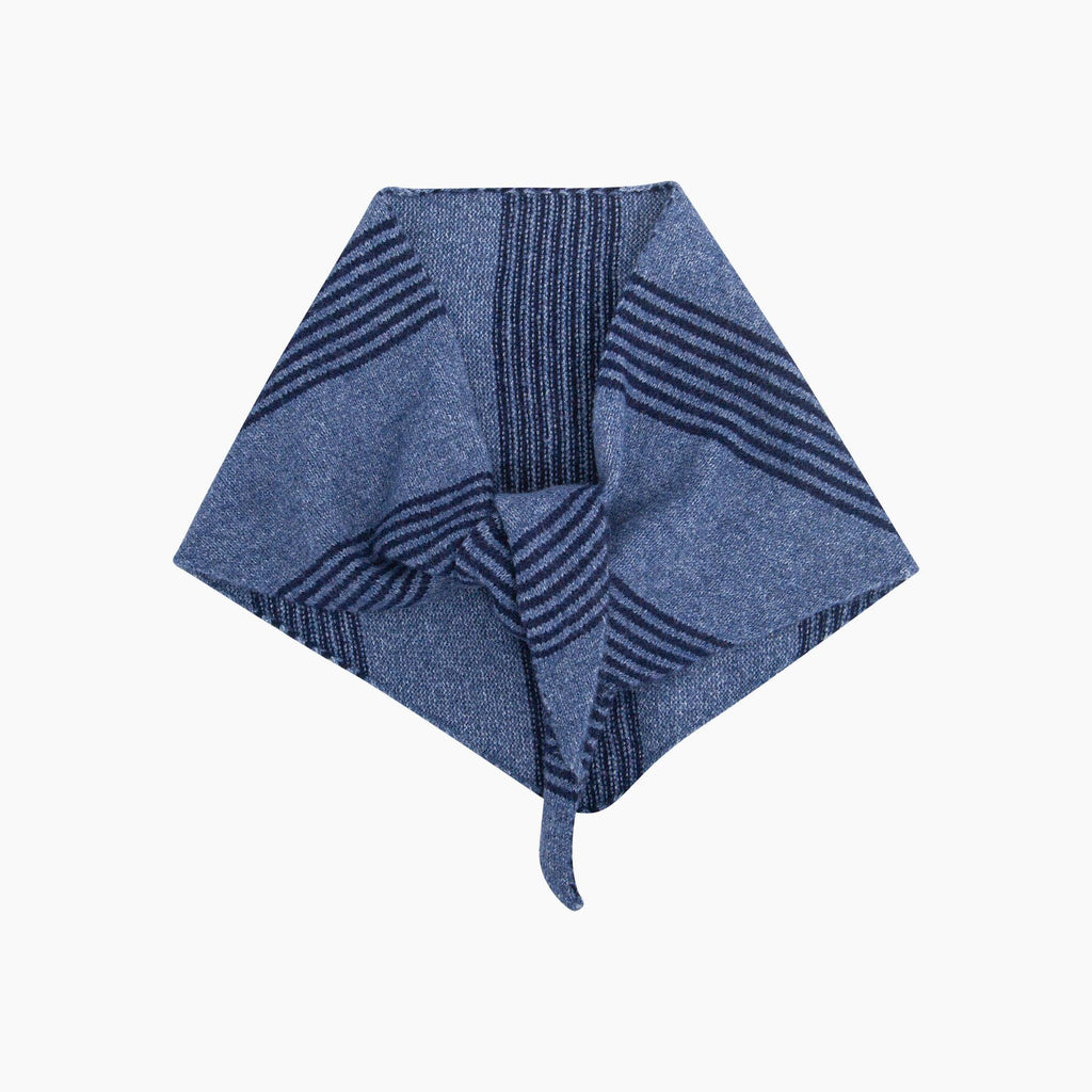 Striped Triangle Heavyweight Scarf in Navy/Denim: One Size