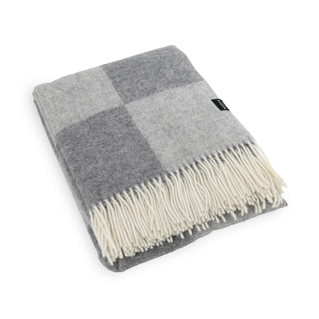 Checkerboard Grey Wool Blanket