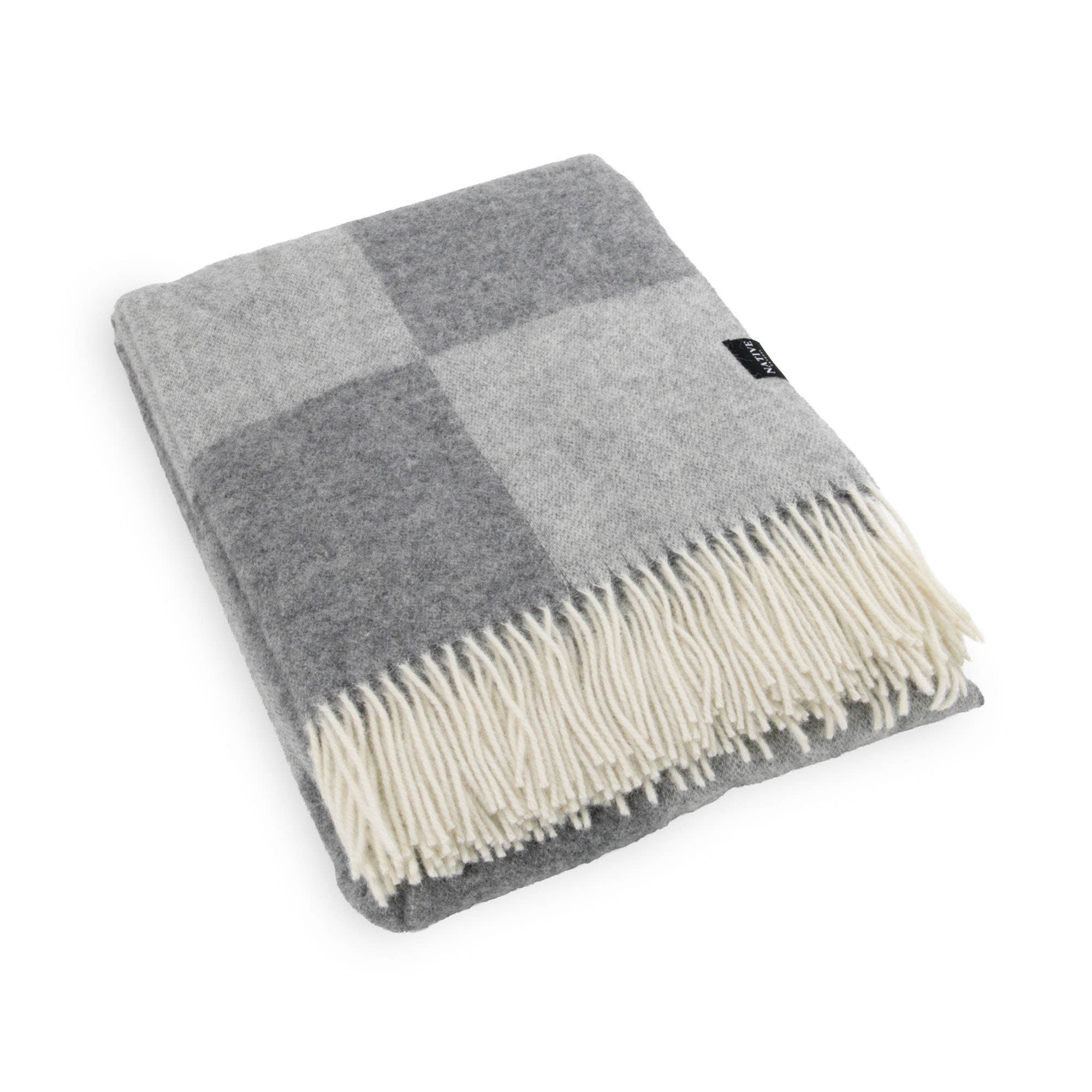 Checkerboard Grey Wool Blanket