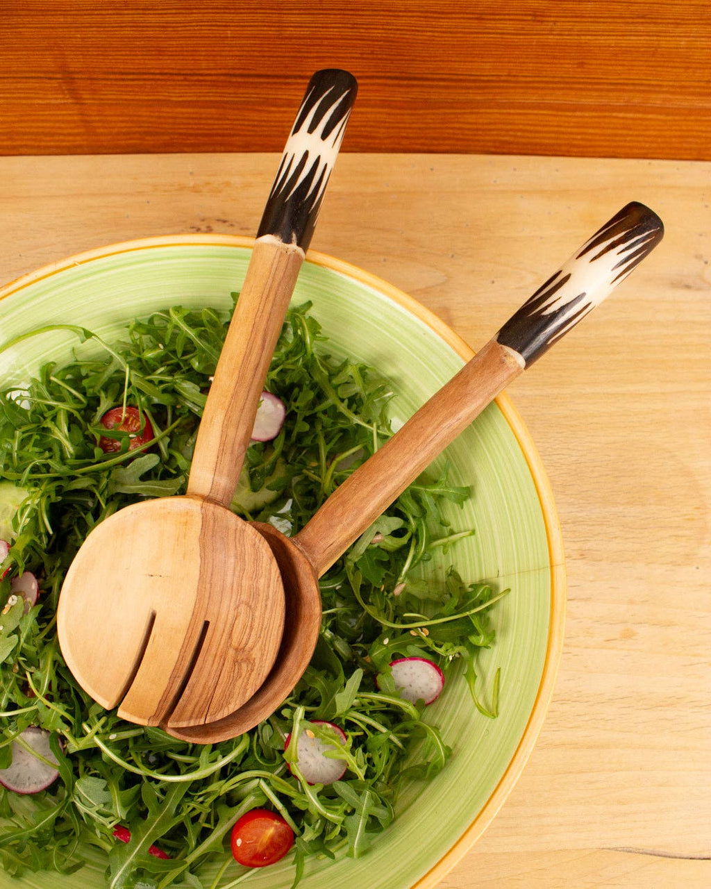 Large Salad Servers – Hand Carved Olive Wood – Made in Kenya: Wood