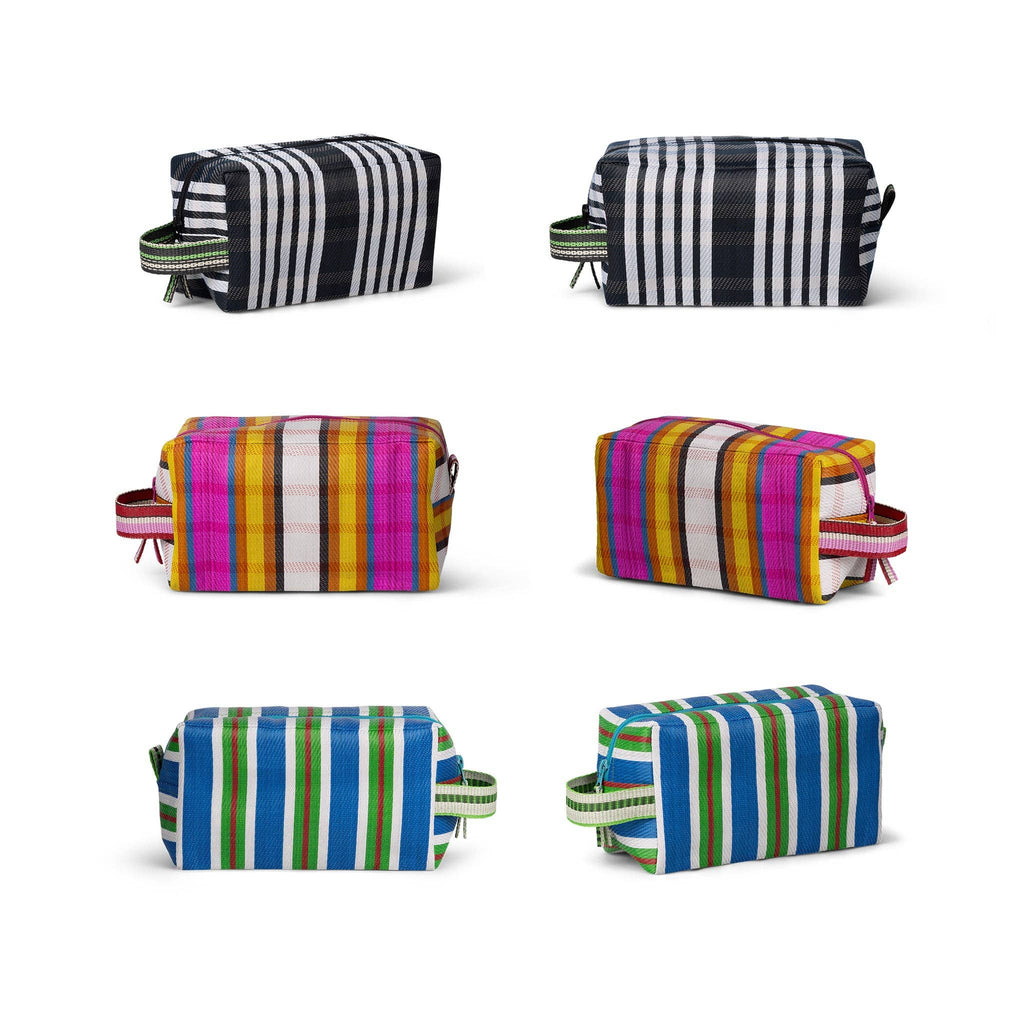 Eco Woven Wash Bag in Medici Blue and Grass Green