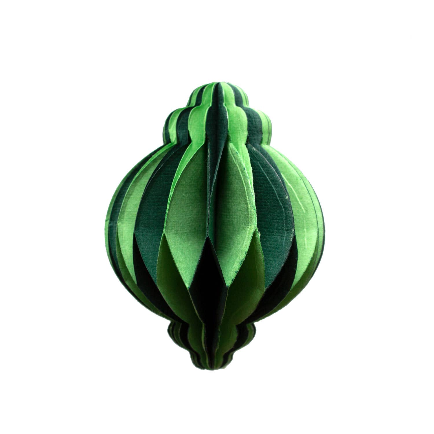 Indian Recycled Paper Fold-Away Bauble Decoration: Green