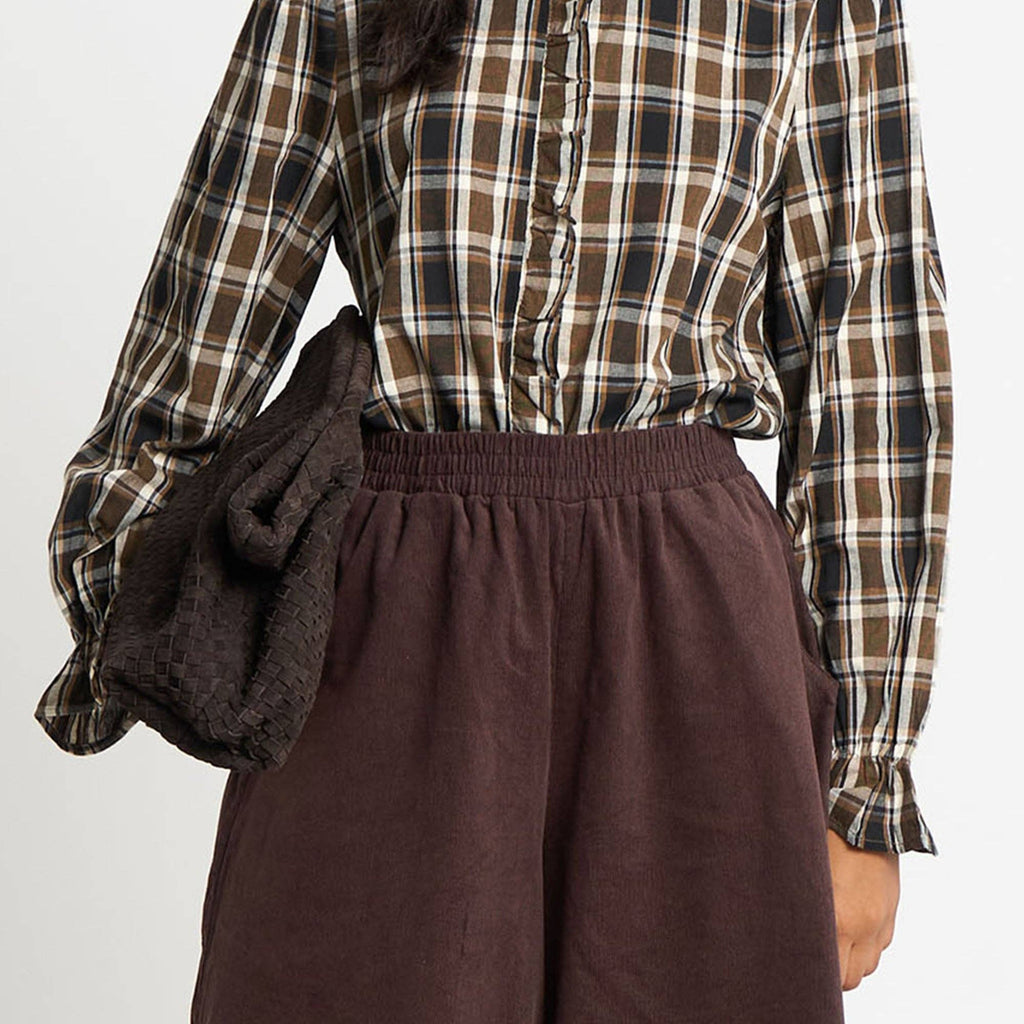 Cord Wide Leg Culottes in Brown