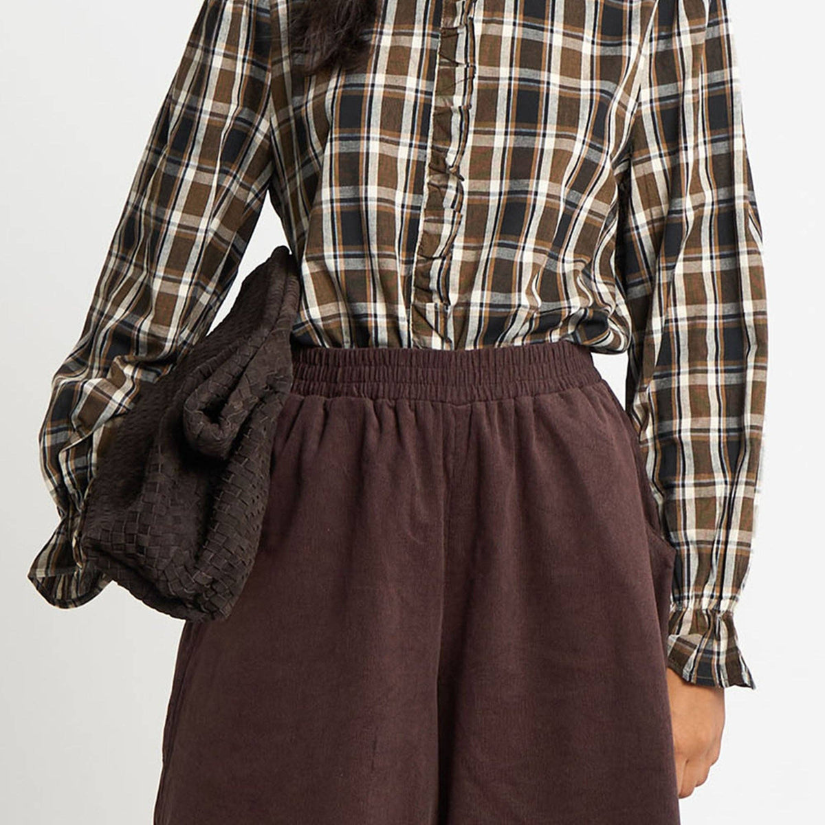 Cord Wide Leg Culottes in Brown