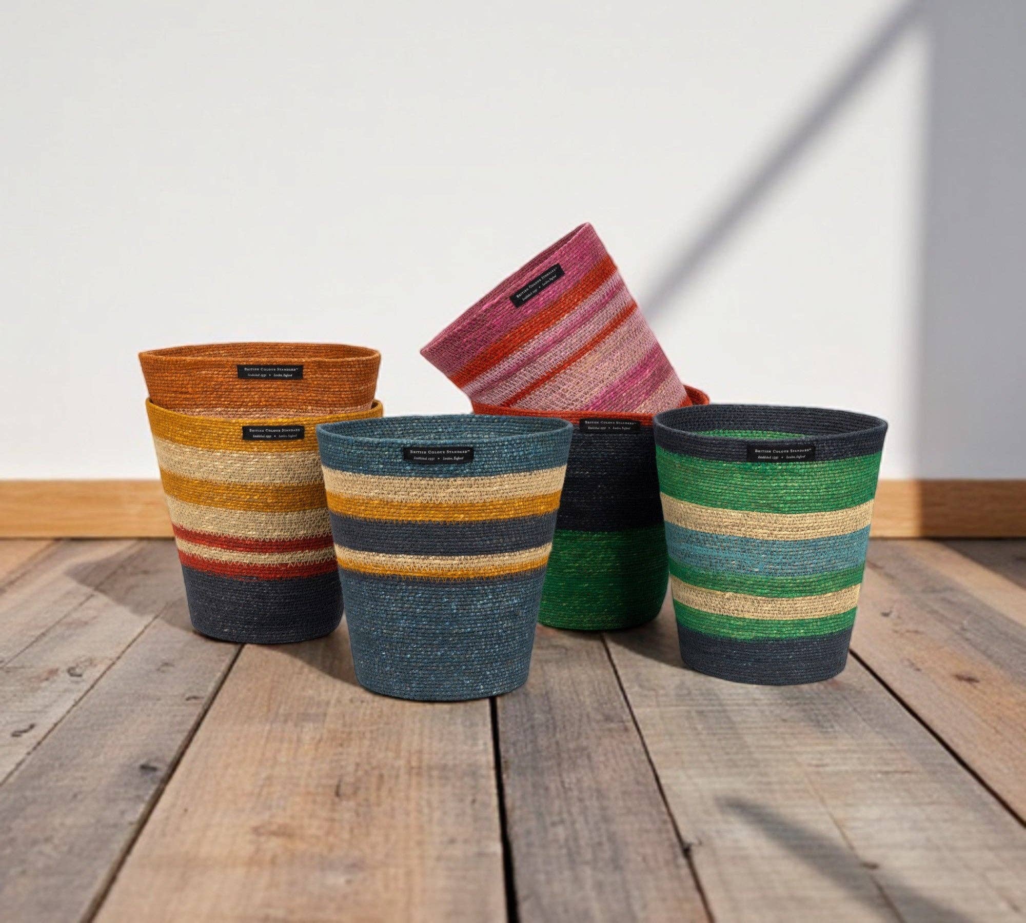 Seagrass Waste Paper Basket in Tuscan & Guardsman Red